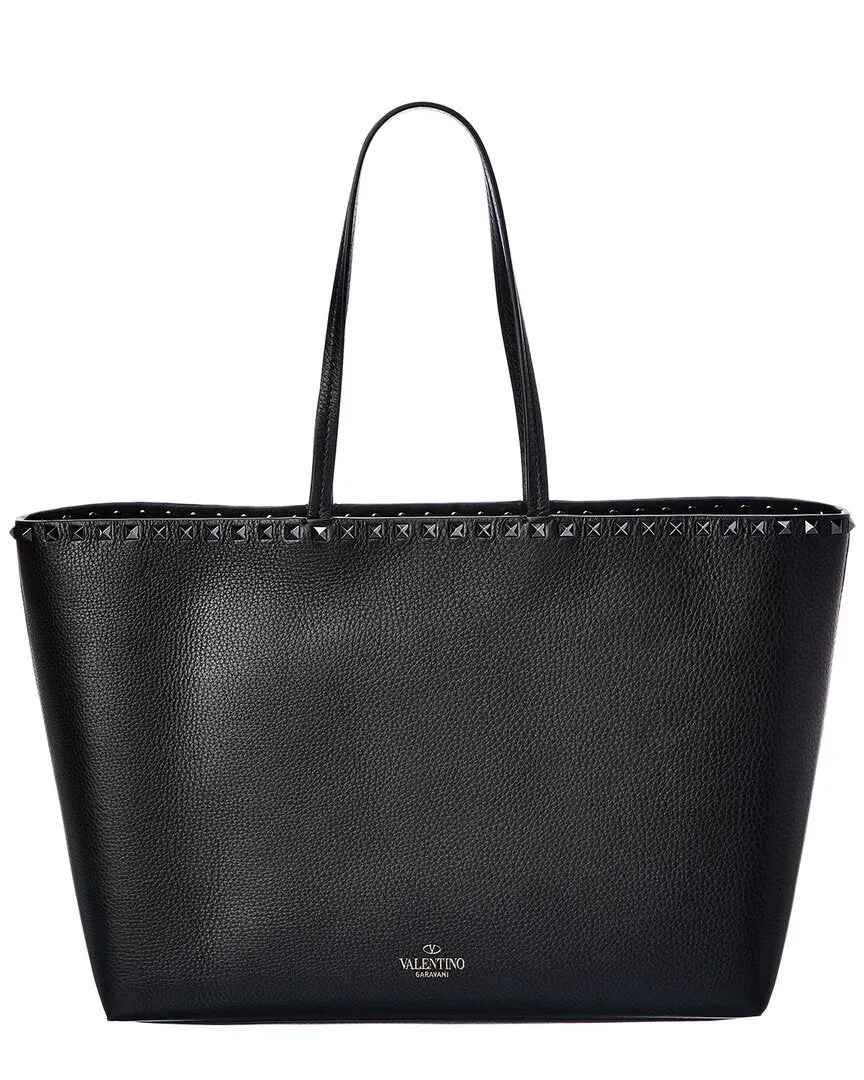 Valentino Rockstud Large Grainy Leather Shopper Tote