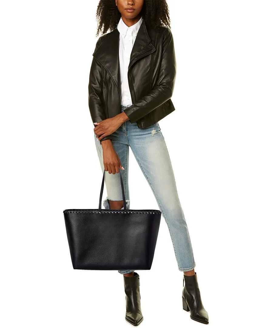 Valentino Rockstud Large Grainy Leather Shopper Tote