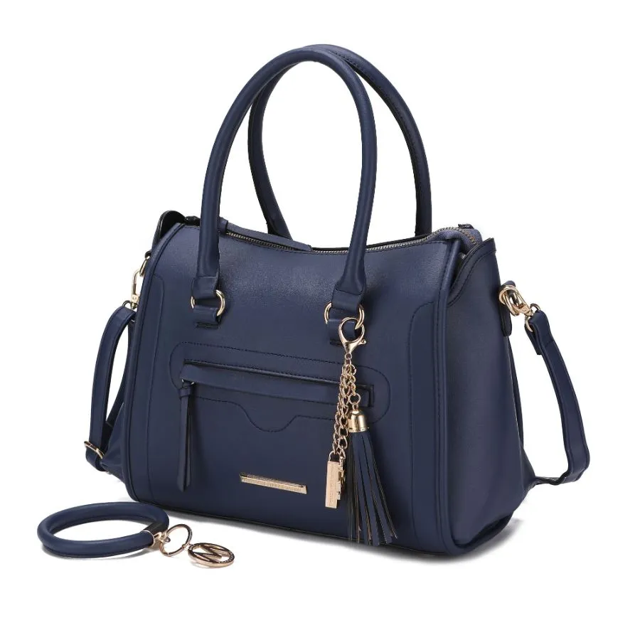 Valeria Satchel Handbag with Keyring