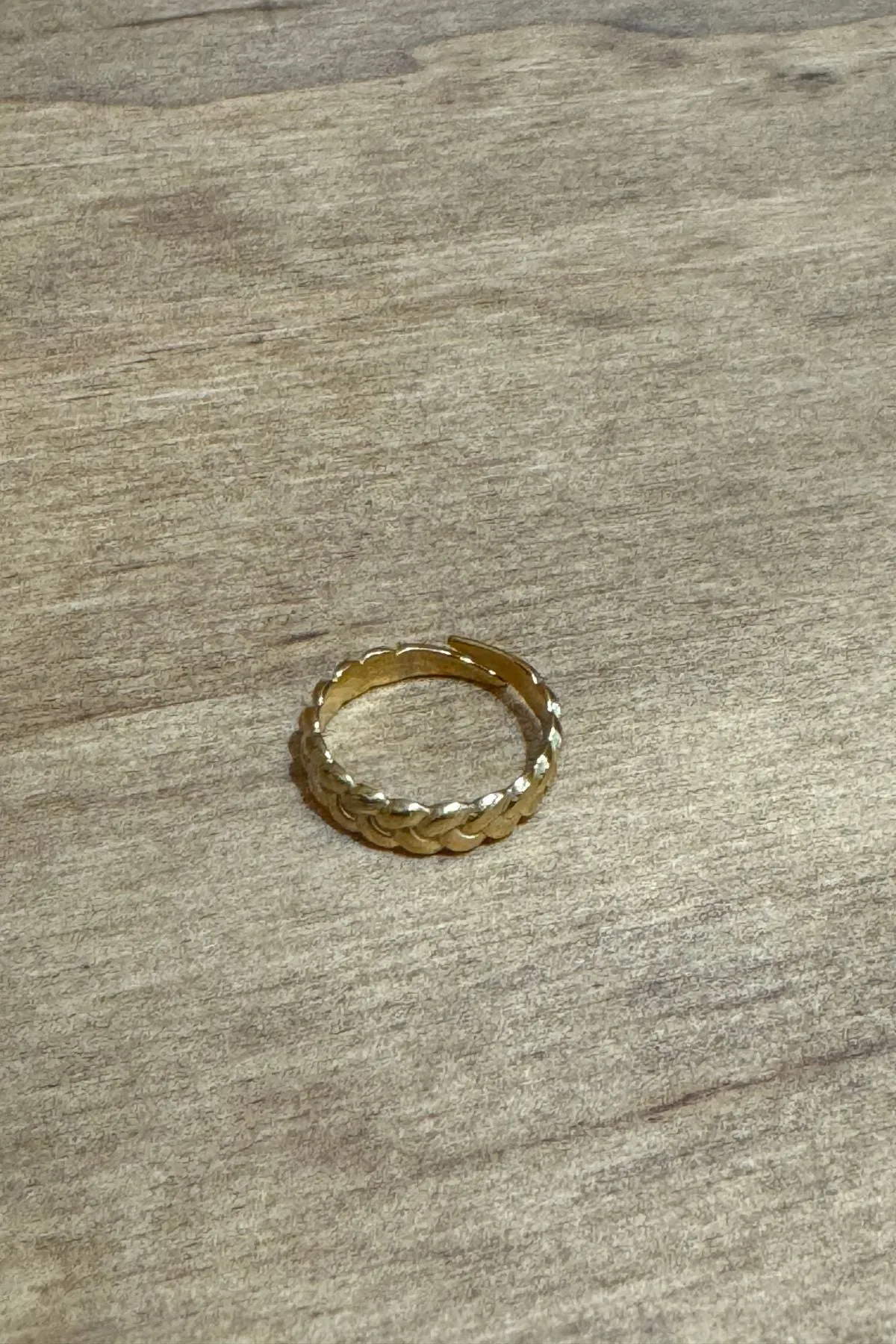 Woven Steel Open Ring - Gold