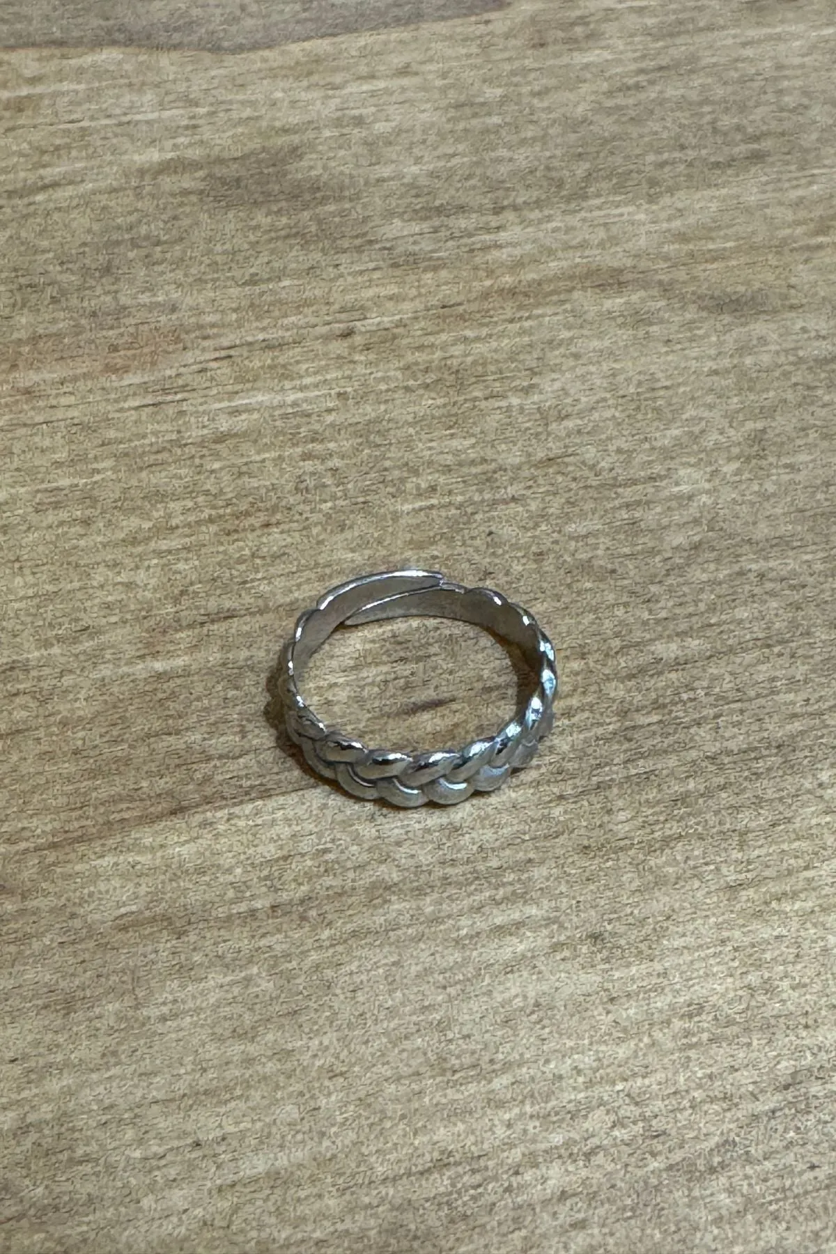 Woven Steel Open Ring - Silver
