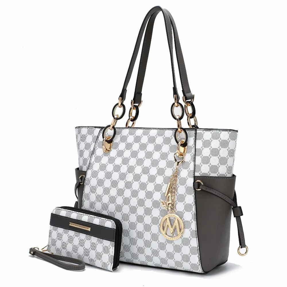 Xenia Circular Print Tote Bag with Wallet - 2 pieces