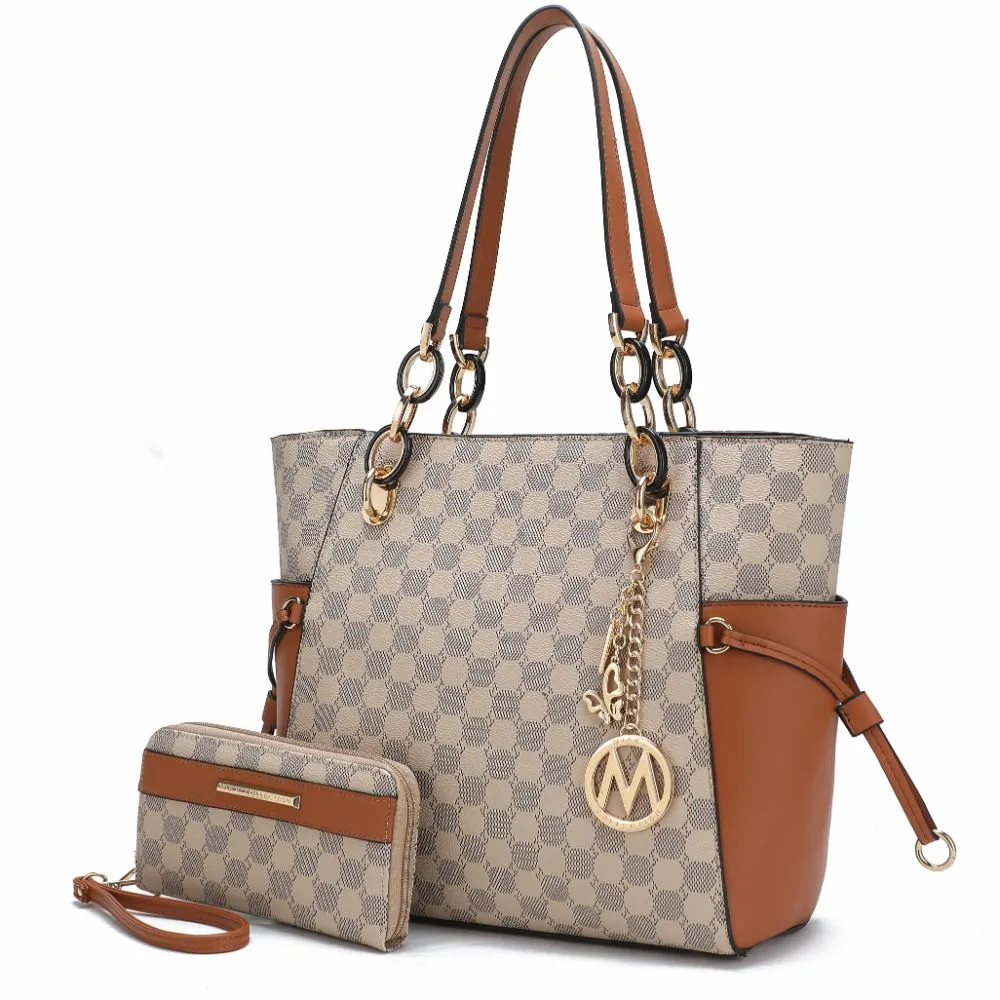 Xenia Circular Print Tote Bag with Wallet - 2 pieces