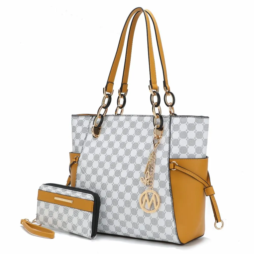 Xenia Circular Print Tote Bag with Wallet - 2 pieces