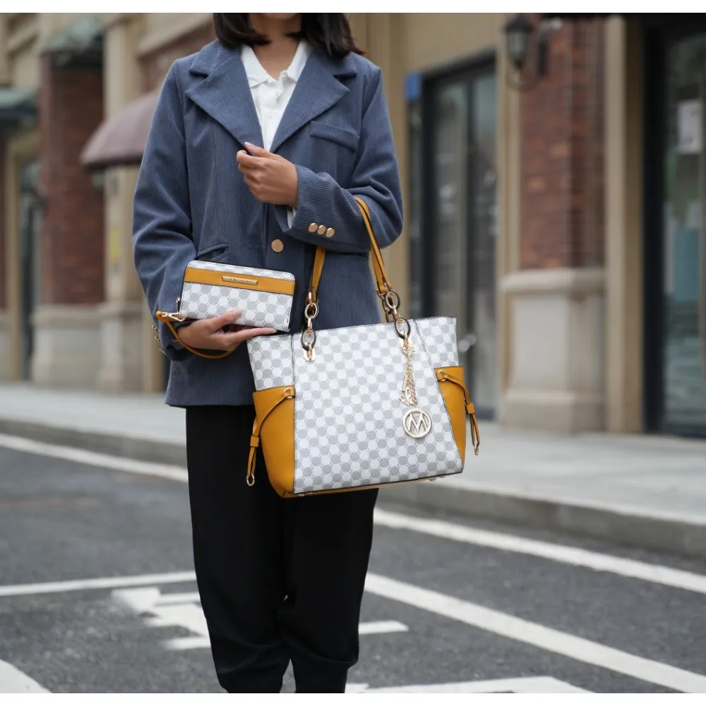 Xenia Circular Print Tote Bag with Wallet - 2 pieces