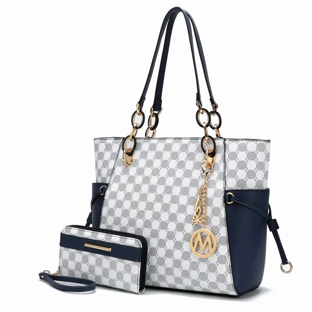 Xenia Circular Print Tote Bag with Wallet - 2 pieces