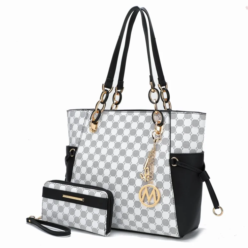 Xenia Circular Print Tote Bag with Wallet - 2 pieces