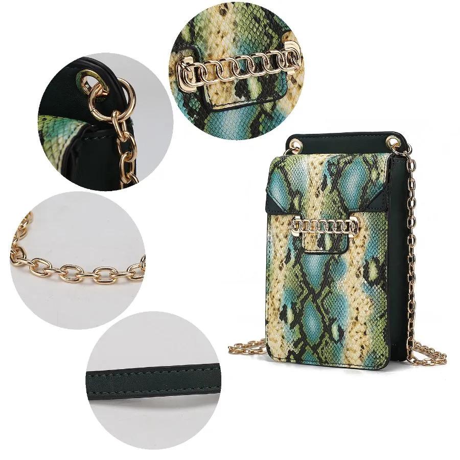 Yael Snake embossed Vegan Leather Phone Crossbody