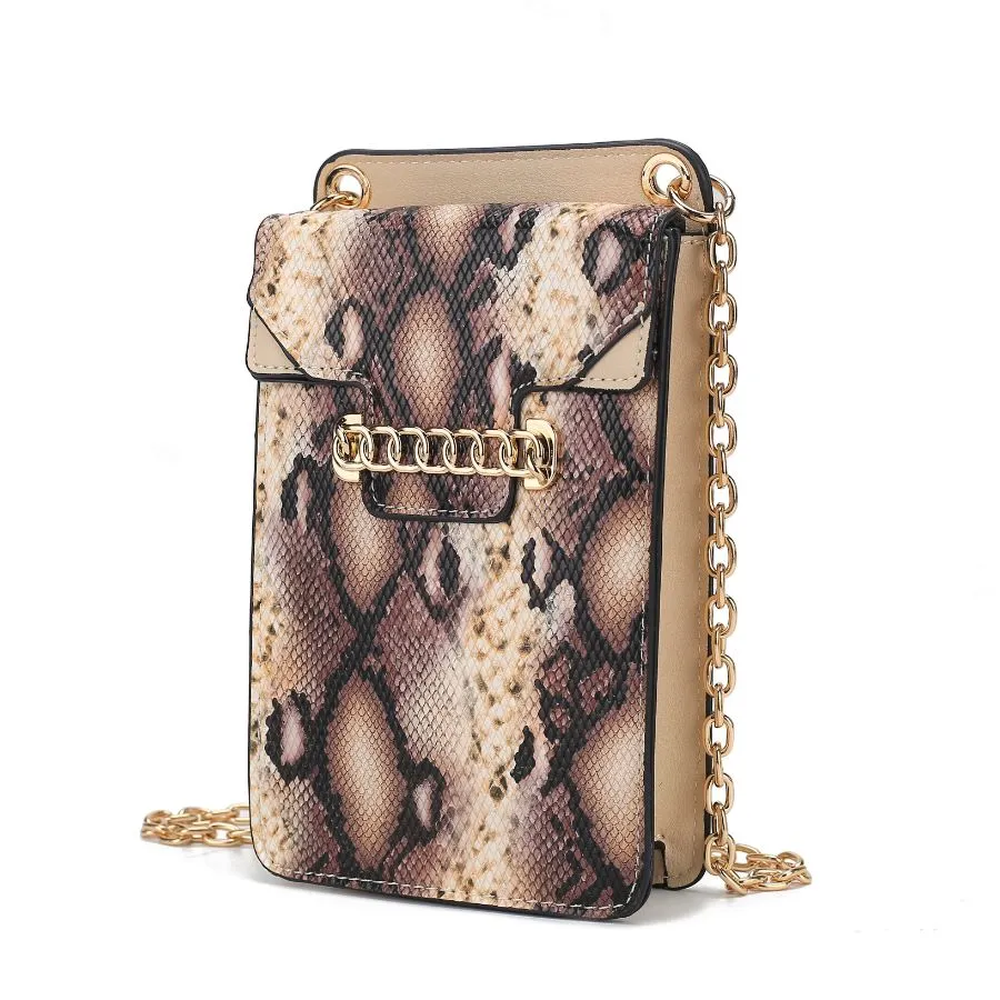 Yael Snake embossed Vegan Leather Phone Crossbody