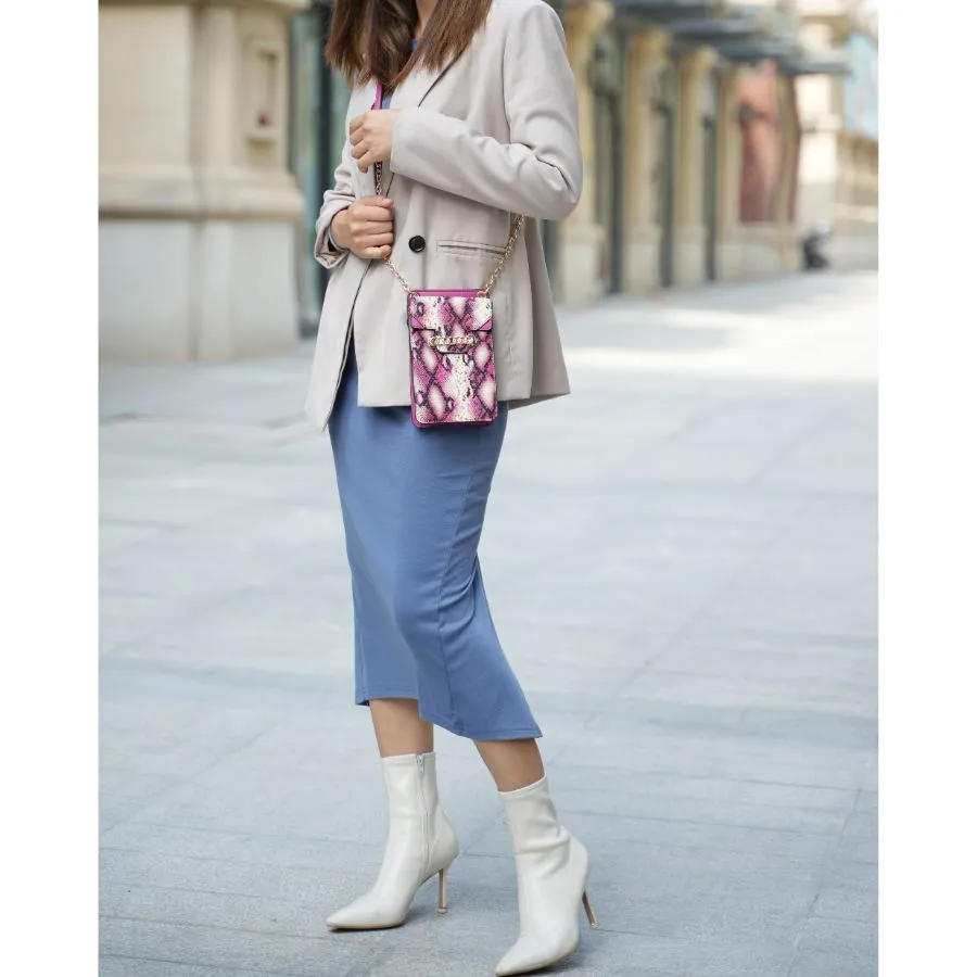 Yael Snake embossed Vegan Leather Phone Crossbody