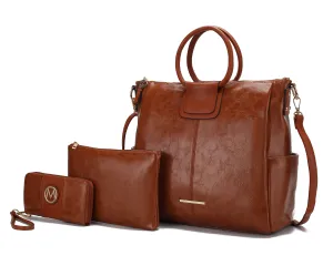 Zori Vegan Leather Women’s Tote Bag with pouch and wallet -3 pieces