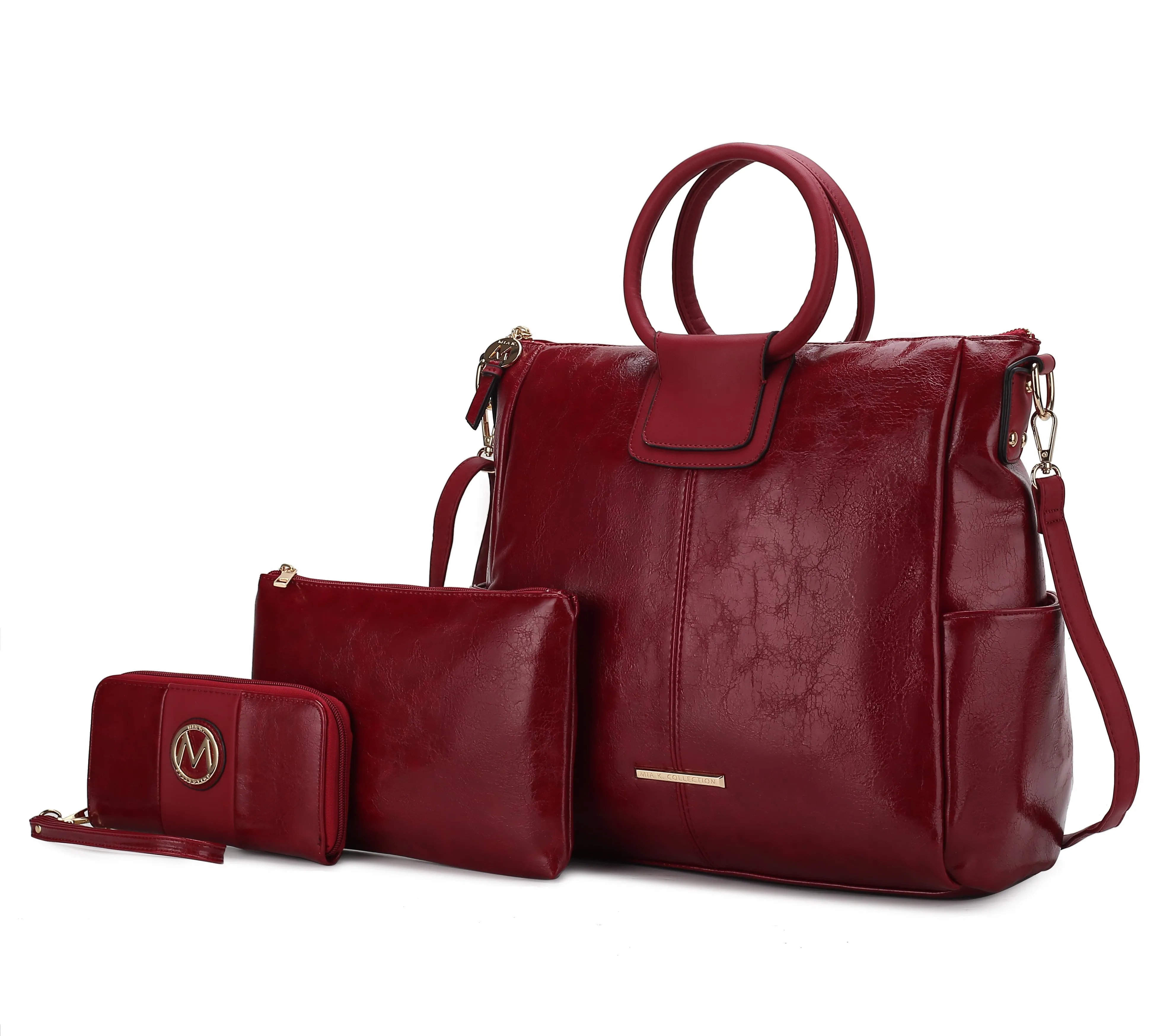 Zori Vegan Leather Women’s Tote Bag with pouch and wallet -3 pieces