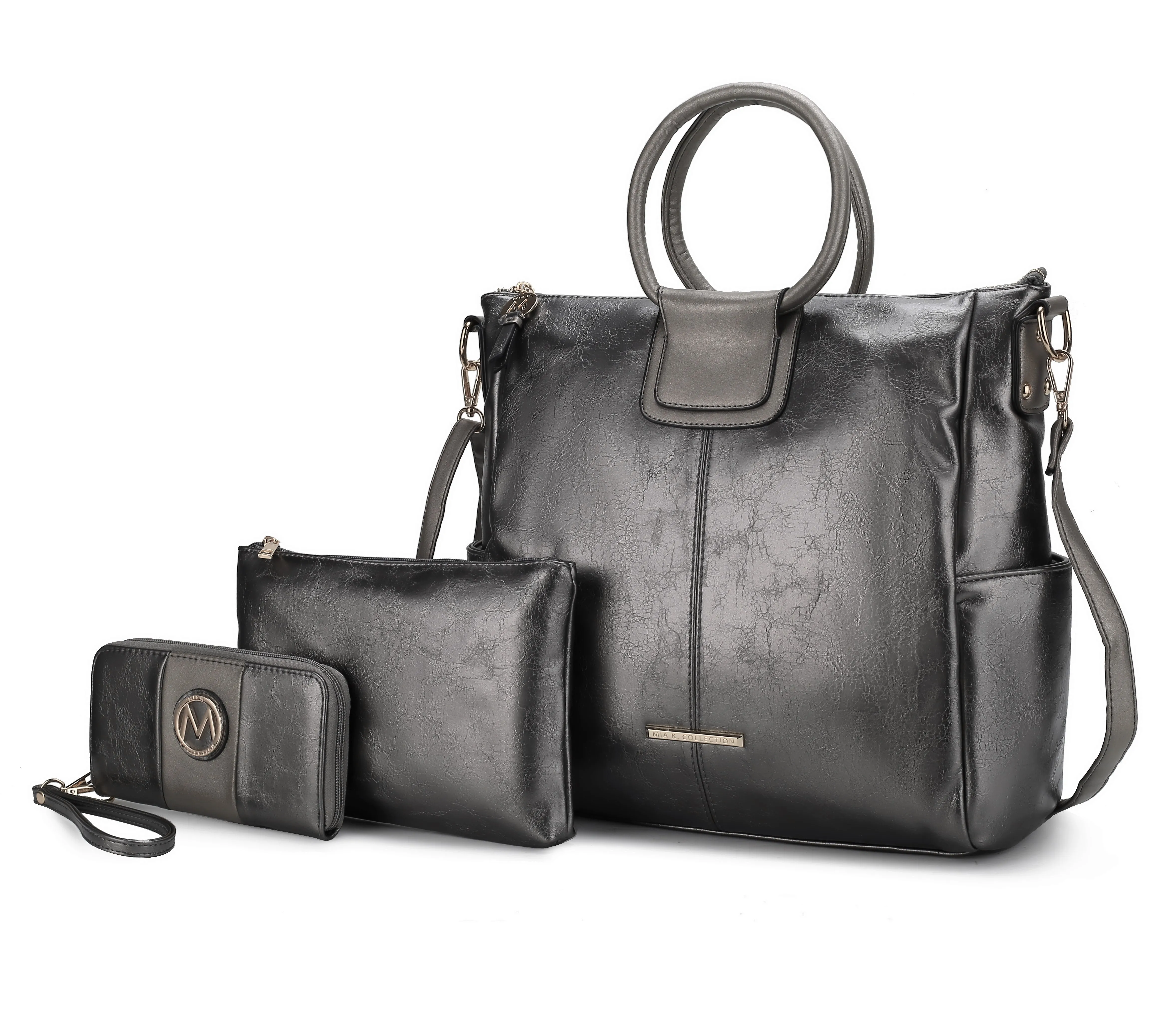 Zori Vegan Leather Women’s Tote Bag with pouch and wallet -3 pieces