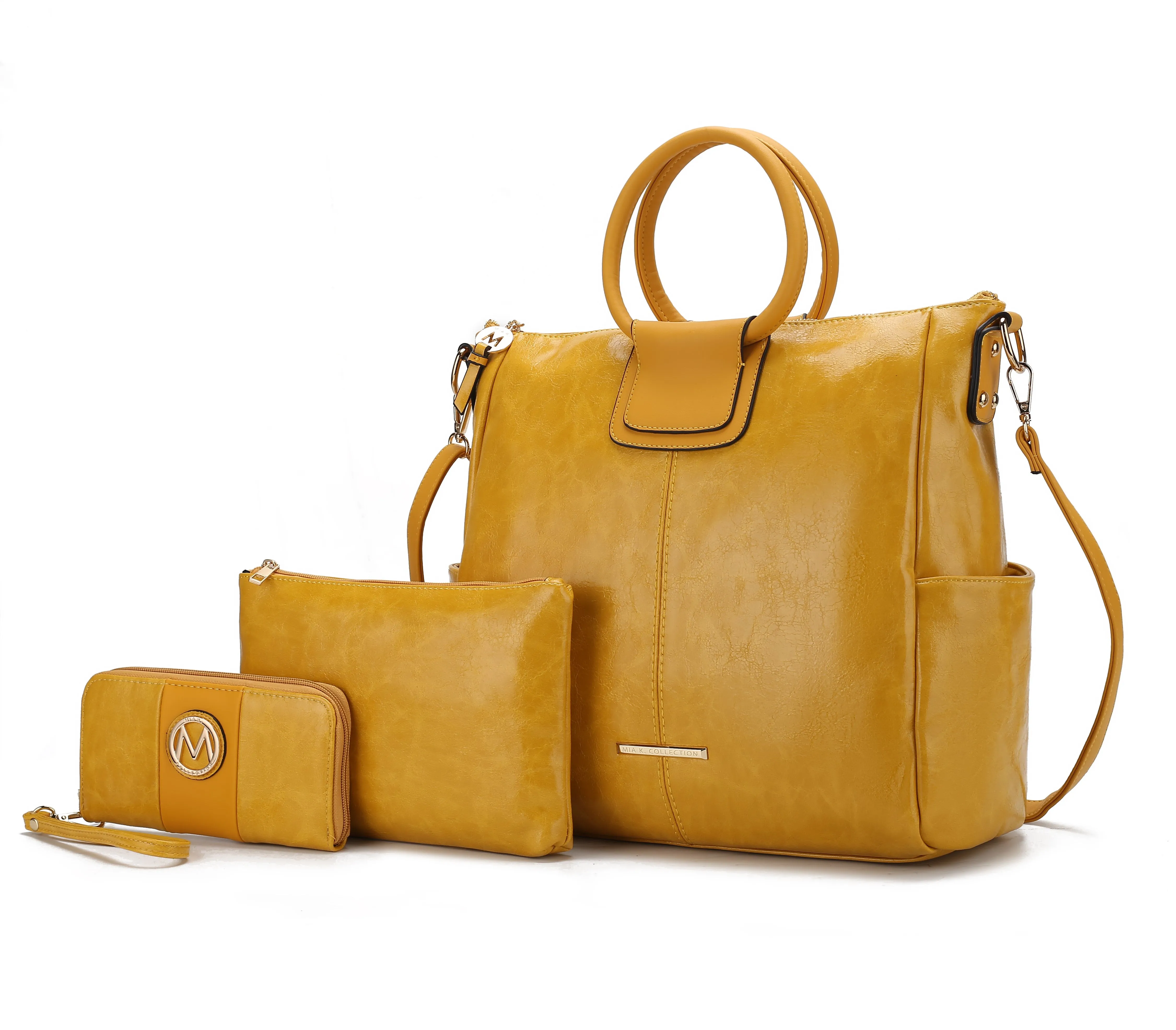 Zori Vegan Leather Women’s Tote Bag with pouch and wallet -3 pieces