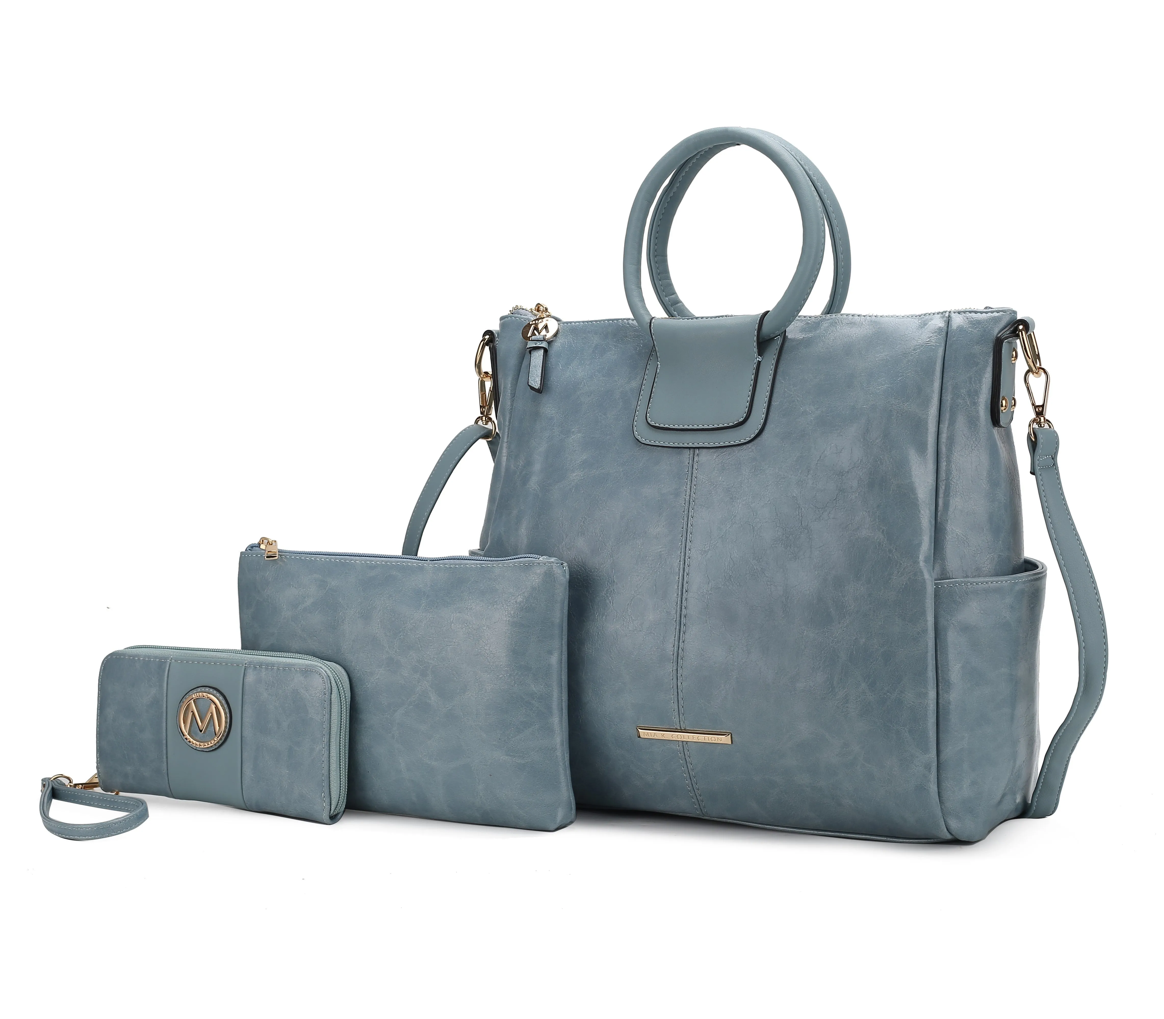 Zori Vegan Leather Women’s Tote Bag with pouch and wallet -3 pieces