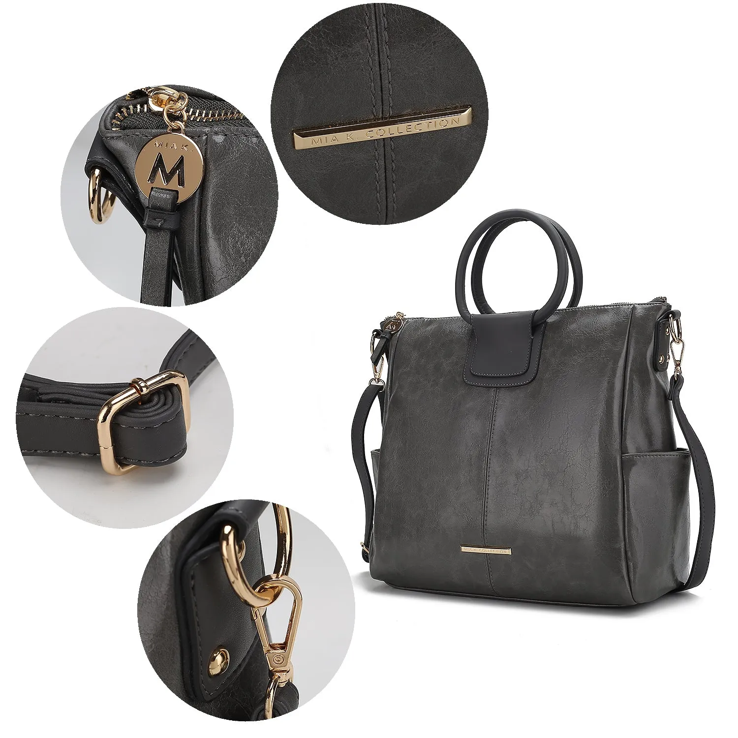 Zori Vegan Leather Women’s Tote Bag with pouch and wallet -3 pieces